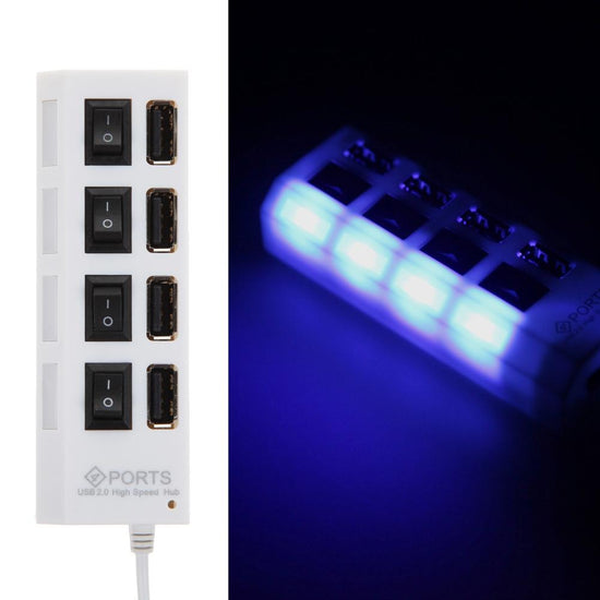 4-Port Usb Hub With High Speed 2.0 Splitter And On / Off Switch