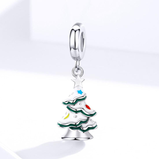 925 Sterling Silver Platinum Plated Christmas Tree Pendant For Diy Bracelets And Necklaces