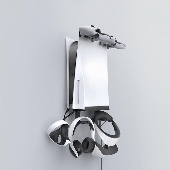 Wall-Mounted Bracket For Ps5 Console With Controller Vr Glasses And Headphone Storage - Black