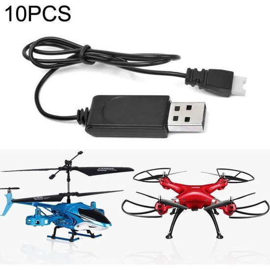 10-Pack Usb Charging Cable For Drone - 3.7V 350Mah Air-To-Air Plug No Protection