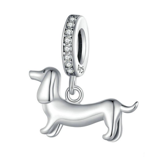 925 Sterling Silver Dainty Dachshund Pendant For Beaded Bracelets