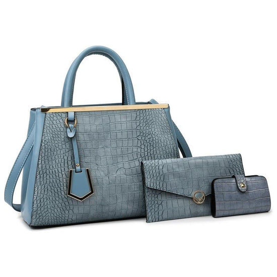 Patchwork Stone Pattern Handbag - Shoulder / Crossbody - Black