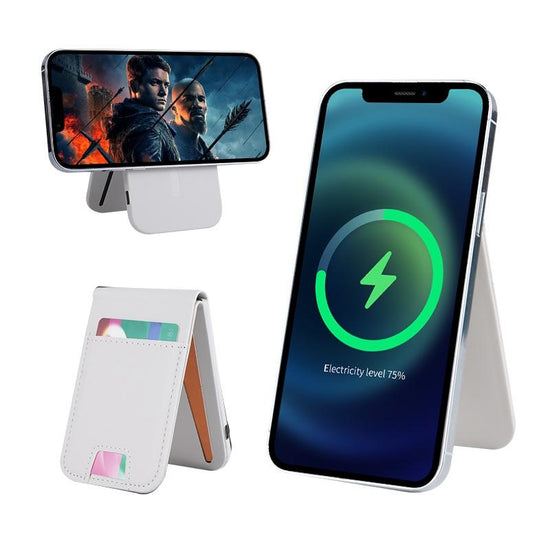 3 In 1 Magnetic Wireless Charger With Card Holder And Phone Bracket - Black