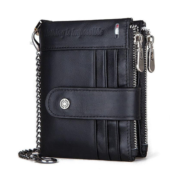 Men Leather Rfid Wallet - Secure & Stylish - Black