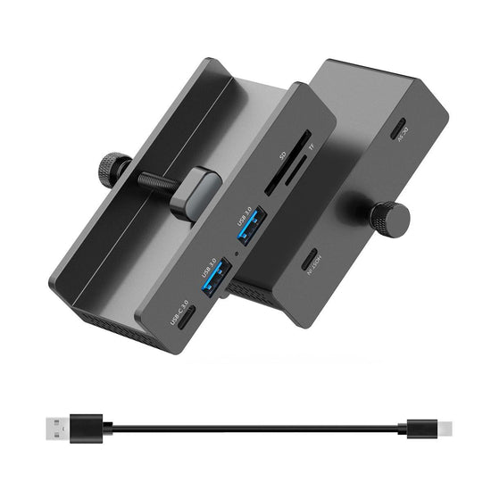 5-Port Usb3.0 Clamp Hub In Aluminum Alloy Black
