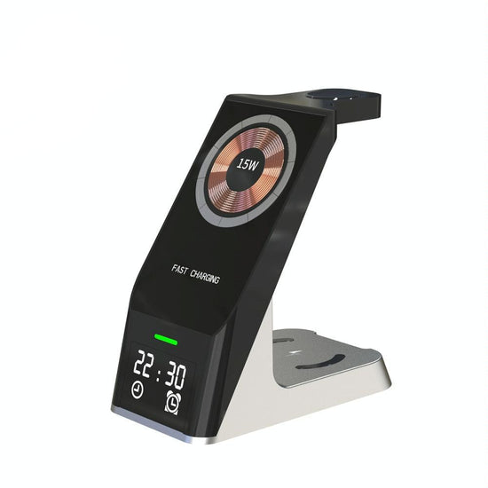 15W 6 In 1 Magnetic Wireless Charger With Clock For Iwatch / Airpods
