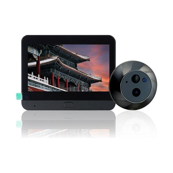 1080P Wifi Smart Cat Eye Video Doorbell - 4.3 Colour Screen - Hidden - Black