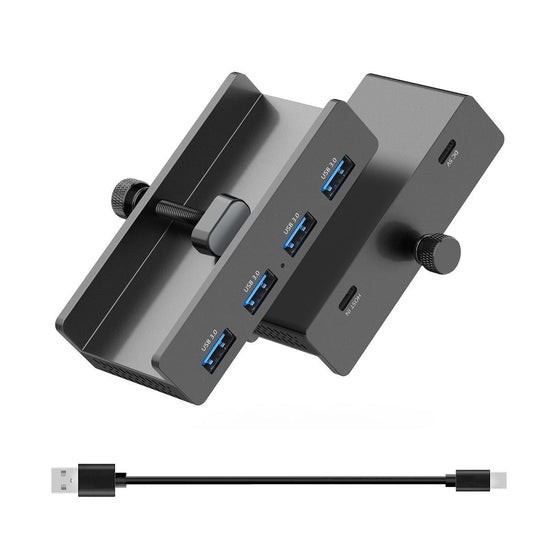 4-Port Usb3.0 Clamp Hub In Aluminum Alloy Black
