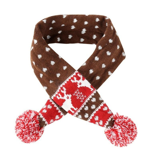 Christmas Pet Scarf Autumn And Winter Warm Elk Christmas Dog Scarf - Size M Brown