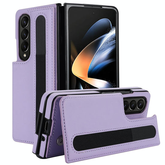 For Samsung Galaxy Z Fold4 5G Double Buckle Phone Case With Pen Slots - Black