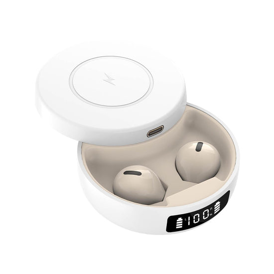 Mini Tws Wireless Bluetooth Earphones with Noise Reduction and Digital Display - White