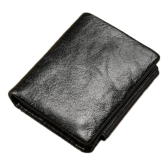 Men Rfid Leather Tri-fold Wallet - Genuine Leather - Coffee