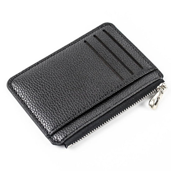 Multi Slot Zipper Card Holder Large Capacity Ultra Thin Coin Purse - Coffee