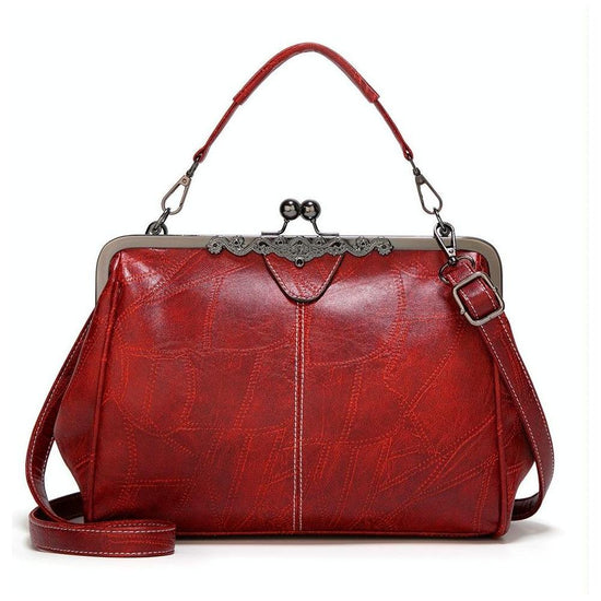 Adjustable Leather Crossbody Bag With Vintage Buckle