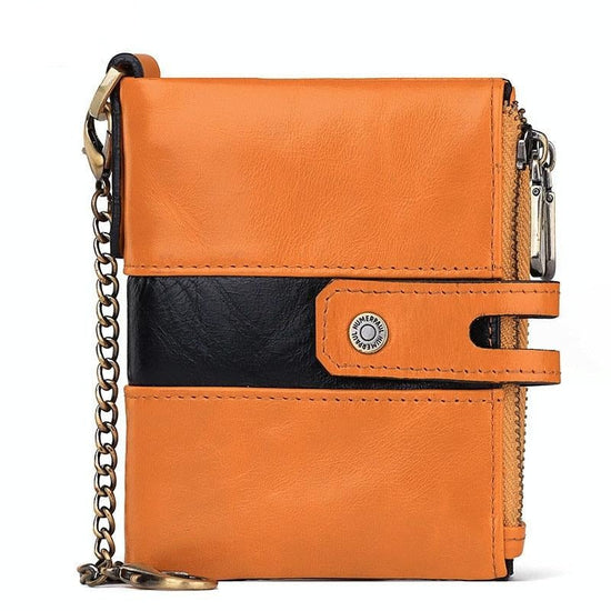 Retro Mens Coin Purse with Rfid Protection - Orange