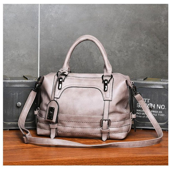 Soft Faced Casual Handbag - Large Diagonal Shoulder Bag - Pink