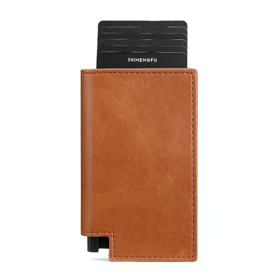 Pop-up Rfid Bifold Wallet with Card Holder - Brown
