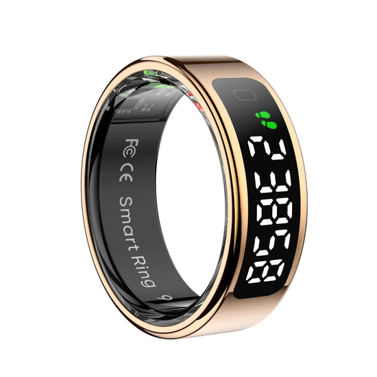 Smart Ring Heart Rate Blood Oxygen Sleep Sports Size 9 - Gold