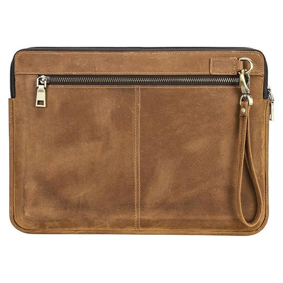 14.2 Inch Leather Laptop Sleeve For Macbook Pro - Black - Coffee