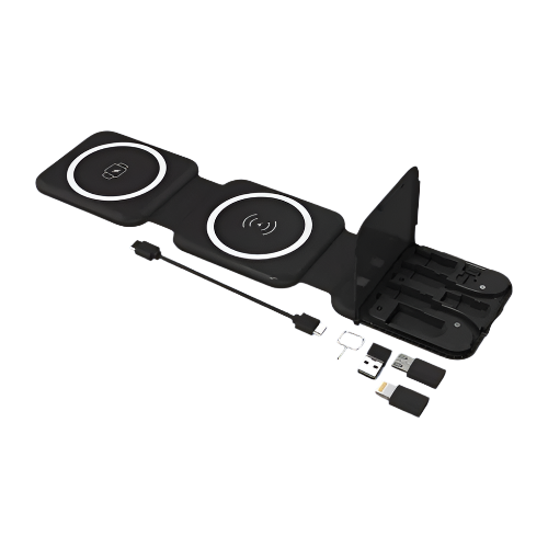 10 In 1 Magnetic Wireless Charger With Data Cable And Storage - Black
