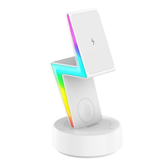 3 In 1 Rgb Light Magnetic Phone Holder With Wireless Charging - Black
