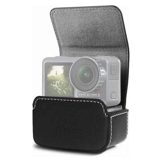 Waterproof Mini Leather Case For Dji Action Gopro Sjcam Xiaomi Mi Jia - Storage Box - Coffee