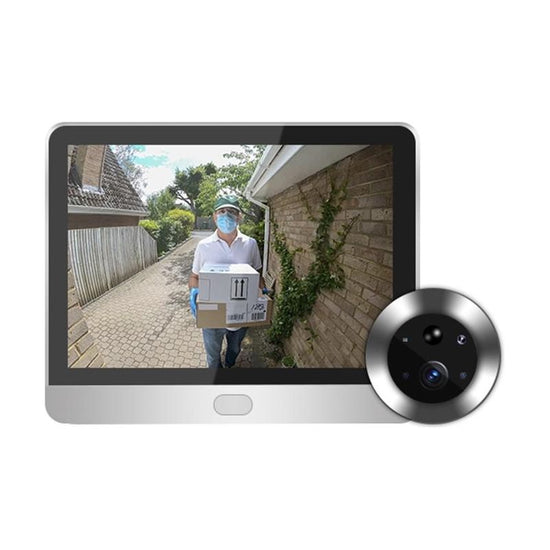 1080P Wifi Smart Cat Eye Video Doorbell With 4.3 Colour Screen And Hidden Graffiti Design - White