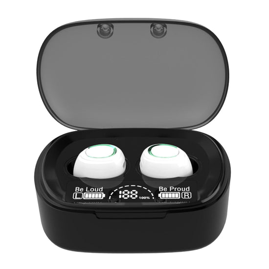 Mini Tws Wireless Bluetooth Earphones with Touch Display - Black