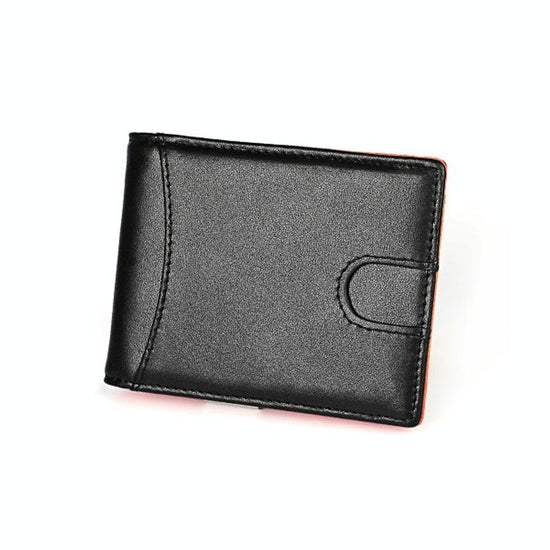 Anti-magnetic Leather Wallet with Zipper for Men - Rfid Protection - Black