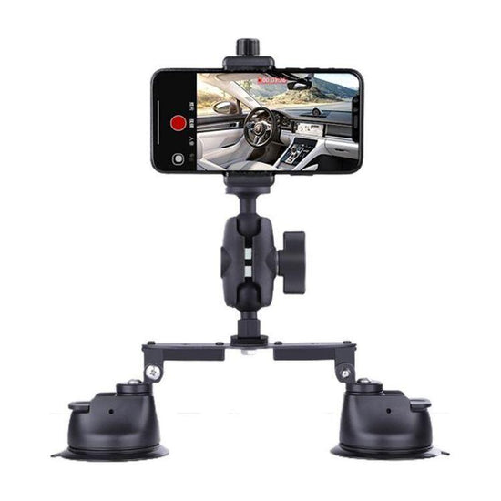 Dual-Leg Suction Cup Arm Phone Clamp Mount With Connecting Rod