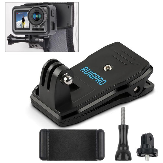 360 Degree Rotation Backpack Mount For Gopro Dji Xiaoyi & Other Action Cameras