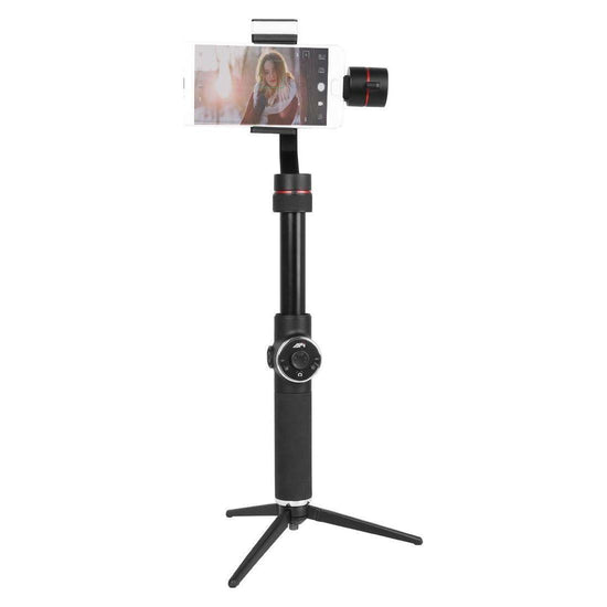 3-Axis Gimbal Stabilizer With Tripod Mount & Fill Light For Smartphones - Black