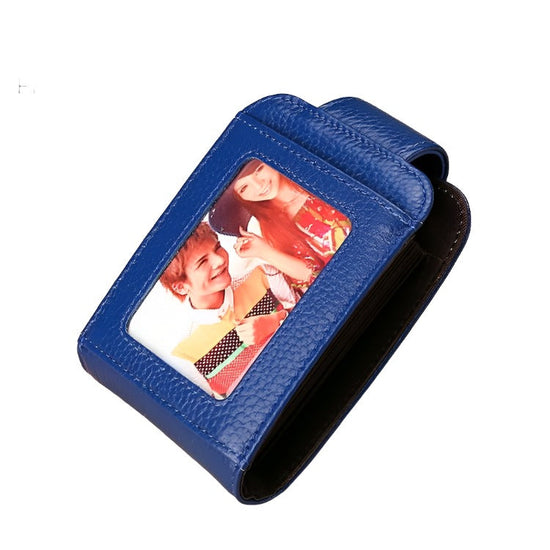 Women Vertical Cowhide Leather Rfid Wallet - Black