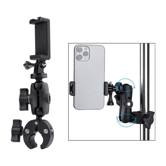 Adjustable Action Camera Clamp With 360 Rotation And Phone Holder