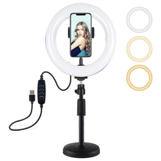 7.9 Led Ring Light With Usb 3 Modes Dual Colour Phone Clamp