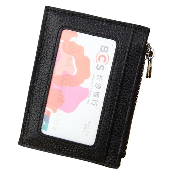 Leather Rfid Blocking Card Holder Wallet - 11x8x1.5cm - Black