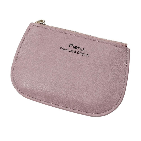 Ultra Thin Zippered Mini Wallet For Women Compact Coin Purse - Pink