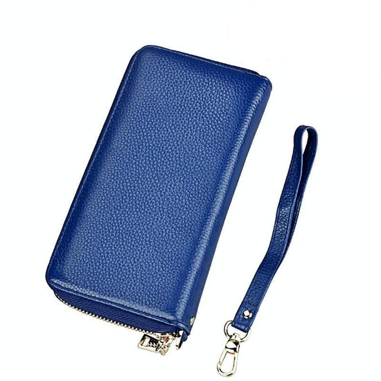 Leather Rfid Card Holder Wallet with Hand Strap - Coffee