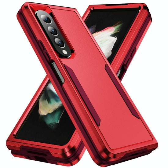 For Samsung Galaxy Z Fold4 5G Shockproof Pc Tpu Case - Red + Black