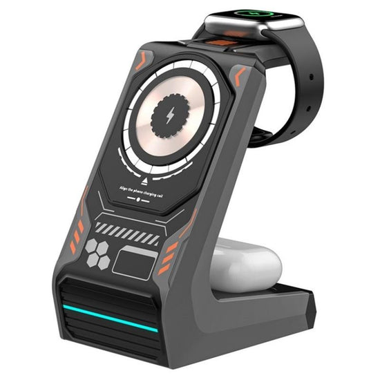 3 In 1 Wireless Charger For Mobile Phone And Earphones - Orange