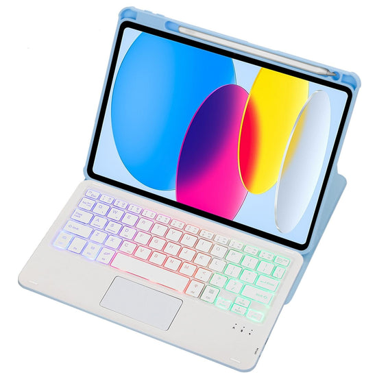 360 Rotation Bluetooth Keyboard Leather Case For Ipad 10.9 2022 With Touch Control And Backlight - Green