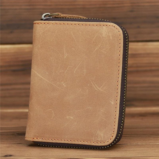 Leather Rfid Zip Wallet - Blocking Compact - Horizontal 4