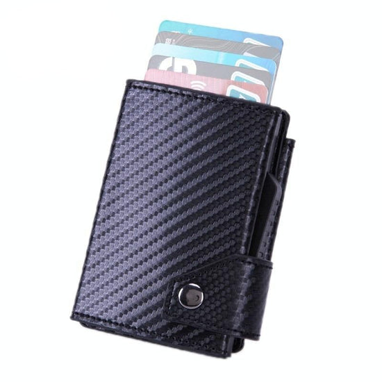 Rfid-protected Aluminum Coin Purse - Secure & Stylish - Carbon Fiber Black
