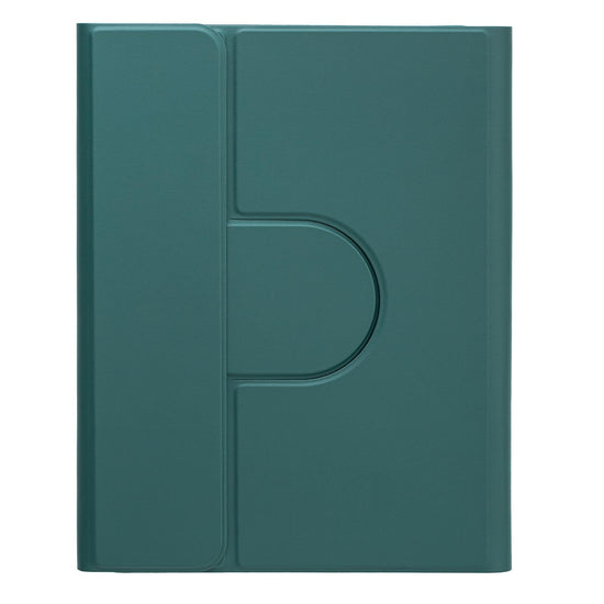 360 Degree Rotatable Bluetooth Keyboard Leather Case - Square Button - Dark Green - For Ipad 10.2 2021 / Air 2019