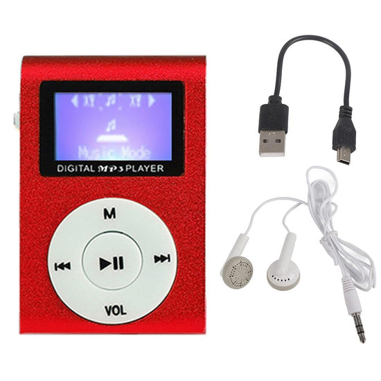 Metal Mini Mp3 Player + Earphones & Cable - Blue
