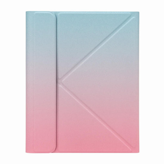 Bluetooth Keyboard Leather Case For Ipad 10.2 / 10.5 With Monochrome Backlight & Three-Fold Holder - Pink Blue