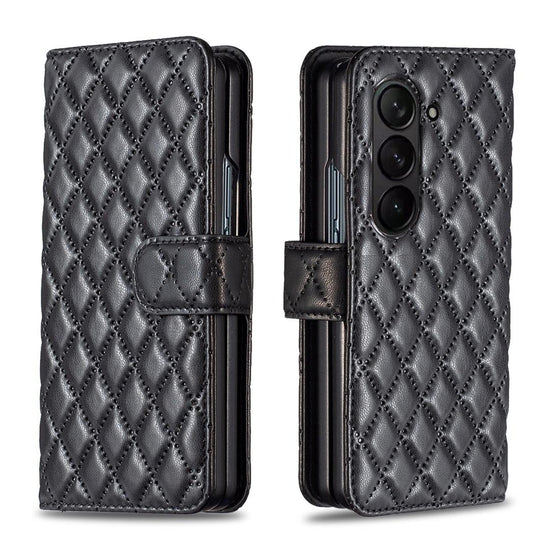 For Samsung Galaxy Z Fold4 5G Samsung Fold 4 Diamond Lattice Wallet Case - Sleek And Stylish - White