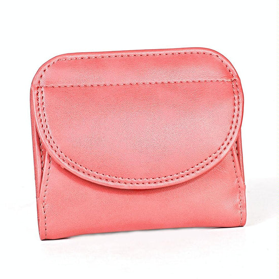 Women Leather Rfid Blocking Coin Purse - Compact Design - Pink