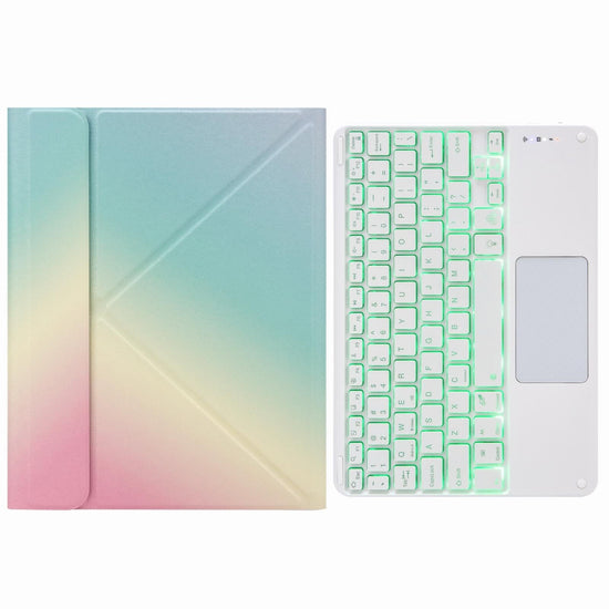 Bluetooth Keyboard Leather Case For Ipad 10.2 / Pro 10.5 - Touch Backlight Three-Fold Holder - Pink Blue