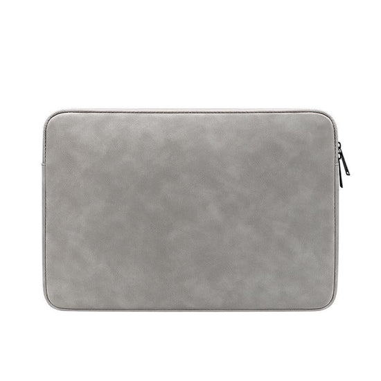 Lightweight Waterproof Lambskin Laptop Sleeve - Fits 14.1-15.4 Inches - Gray With Bag